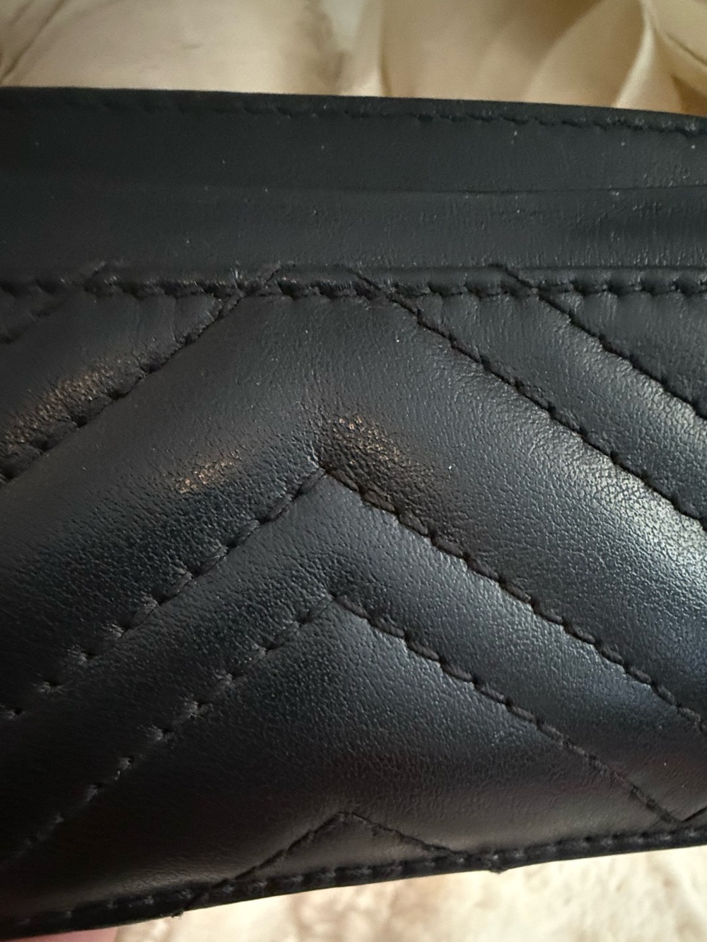 Gucci GG Marmont Quilted Black Leather Card Holder with Chevron Stitching - Picture 3 of 16